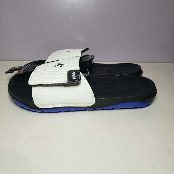 AND1  NWT White Black Men's Unisex Slides Slip On Sandals Sz 8 - Picture 6 of 7